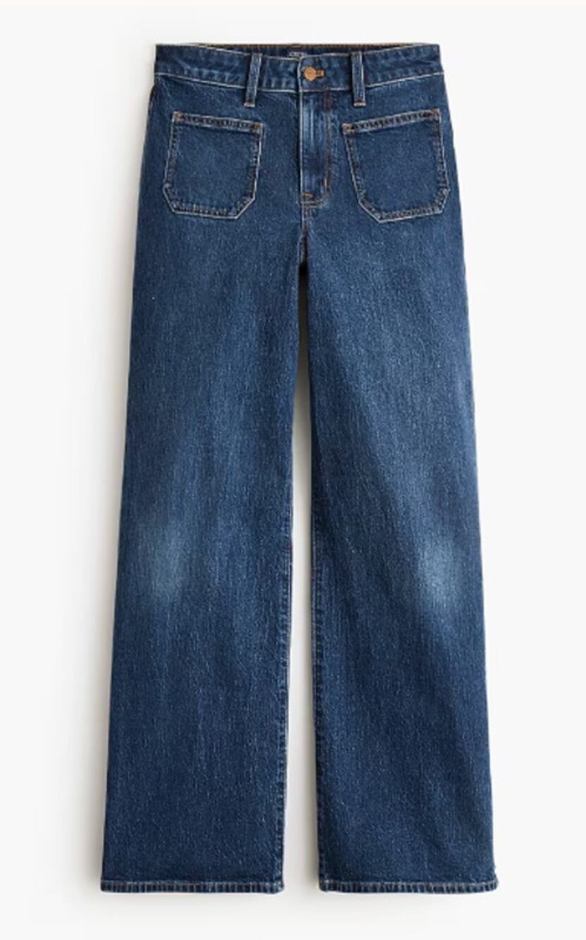 J. Crew Curvy Full Length Slim Wide Leg Jeans in All Day Stretch Blue 30 / 10